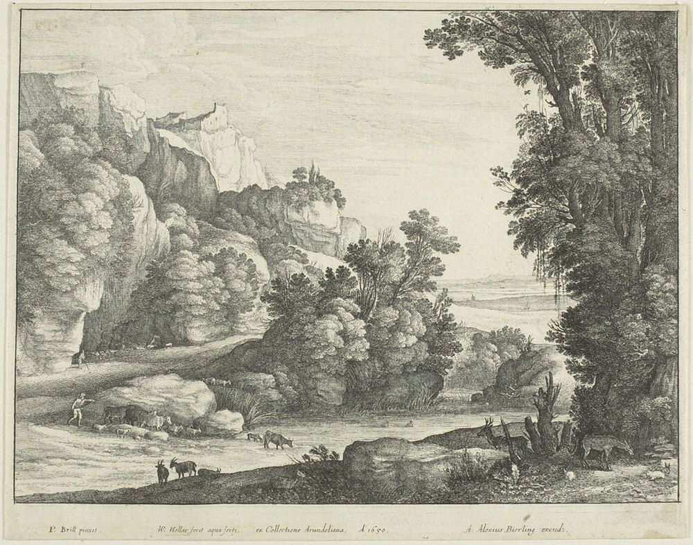 Cattle Drinking by Wenceslaus Hollar