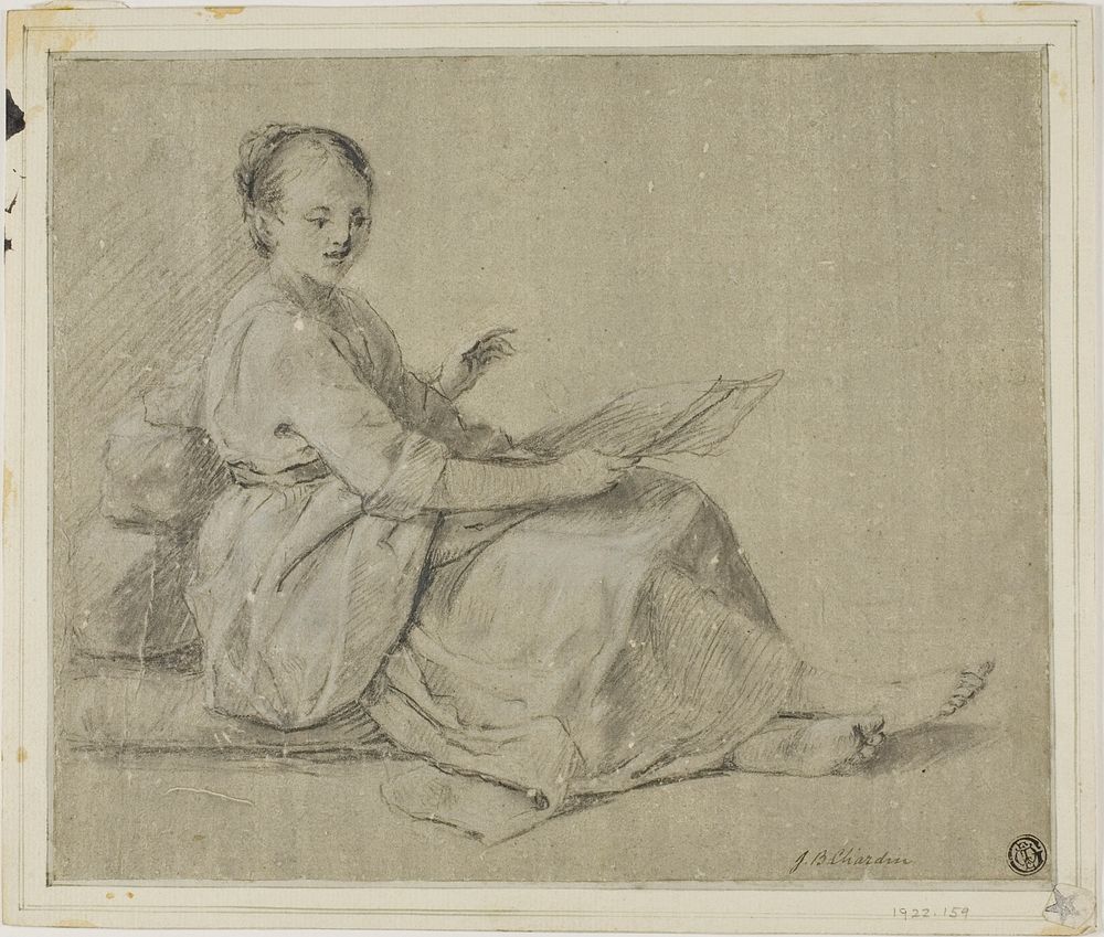 Barefoot Woman Seated on Ground by Jean Baptiste Siméon Chardin