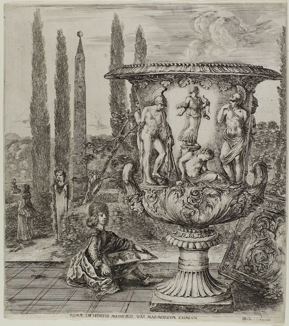 The Medici Vase, plate one from The Six Large Views of Rome and the Campagna by Stefano della Bella