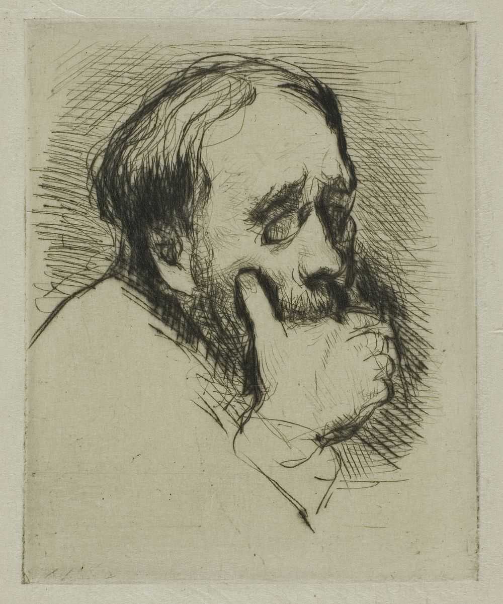 Portrait of Degas, His Hand Over his Mouth by Marcellin Gilbert Desboutin