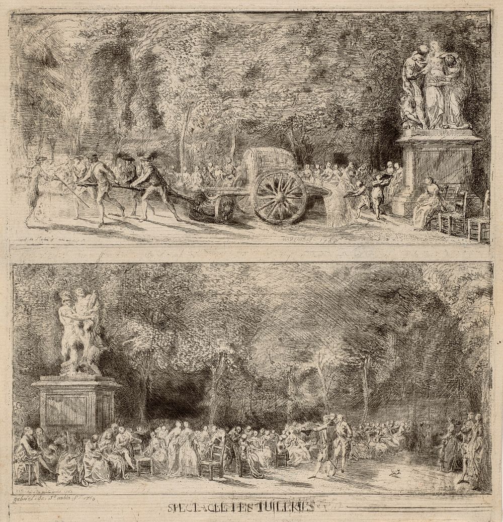 Scenes from the Tuileries: The Chairs and the Water Cart by Gabriel Jacques de Saint-Aubin