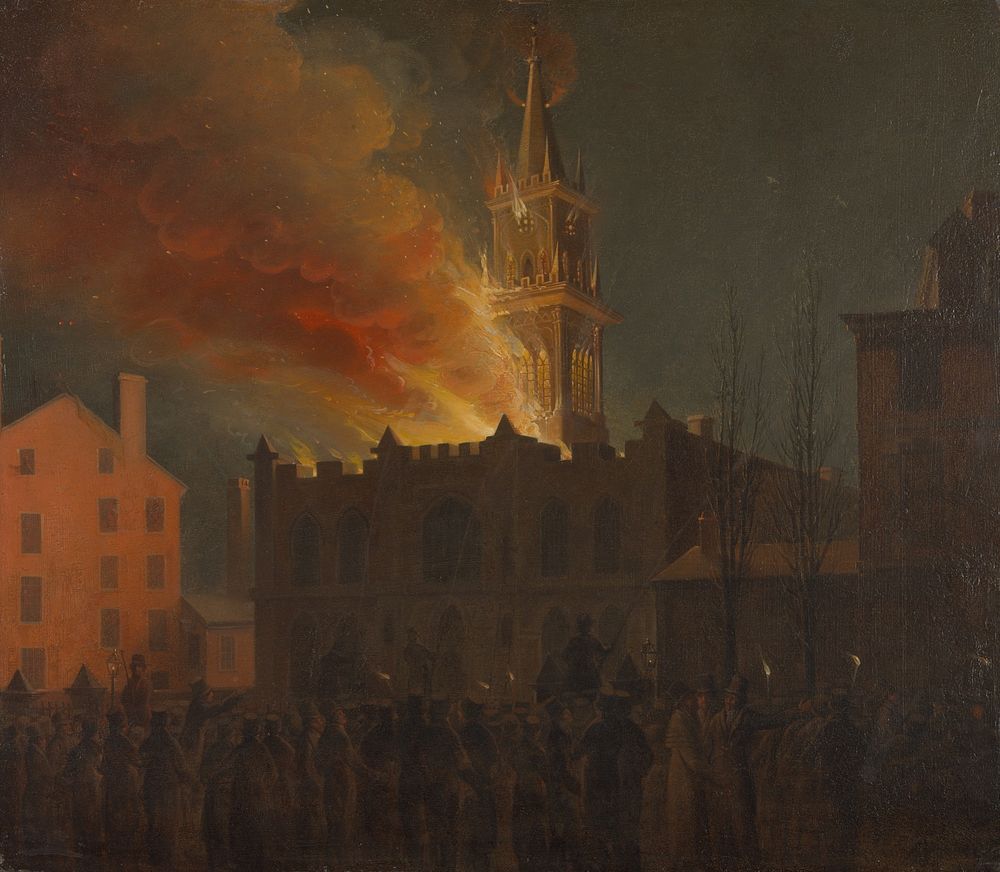 Conflagration of the Masonic Hall, Chestnut Street, Philadelphia, Pennsylvania by Samuel Jones
