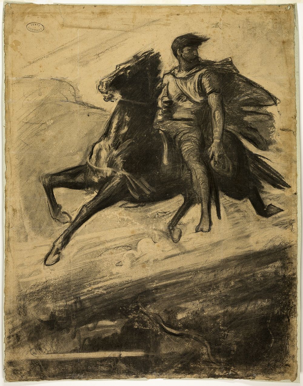 Man Riding a Horse through the Air by Nicolas-François Chifflart