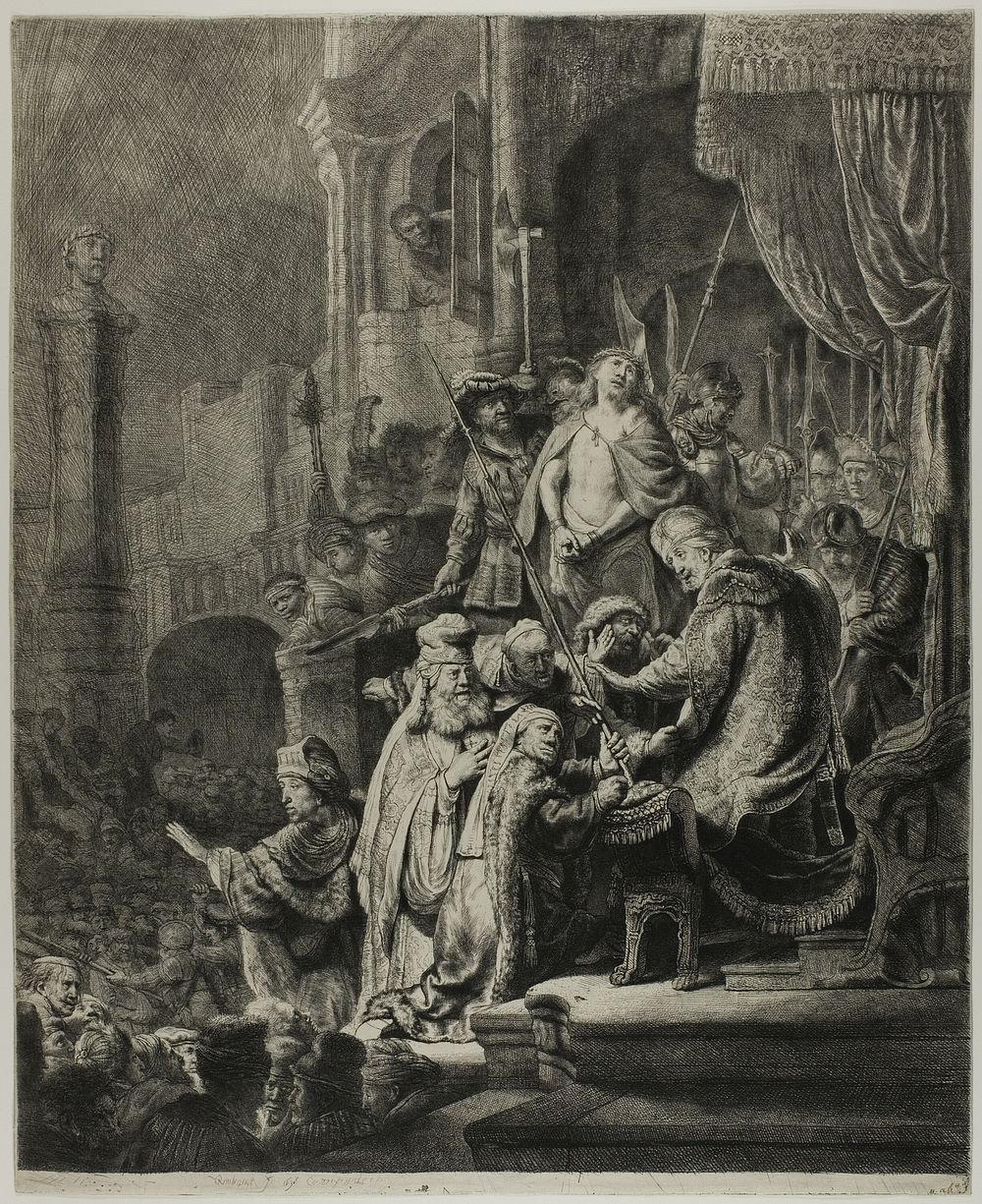 Christ Before Pilate: Large Plate by Rembrandt van Rijn