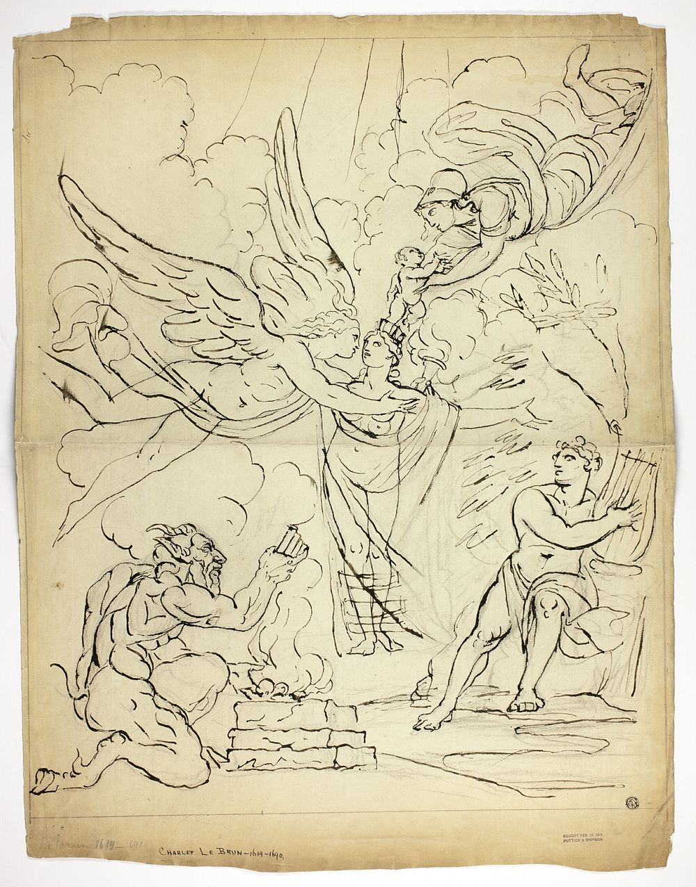 Unidentified Mythological Birth Scene (recto); Cupid and Psyche (verso) by Unknown artist