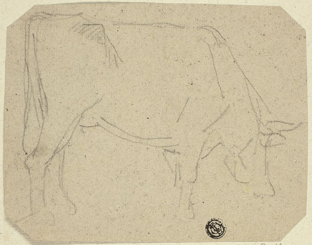 Grazing Cow (Turned to Right) (recto); Hindquarters of a Horse (verso) by Unknown