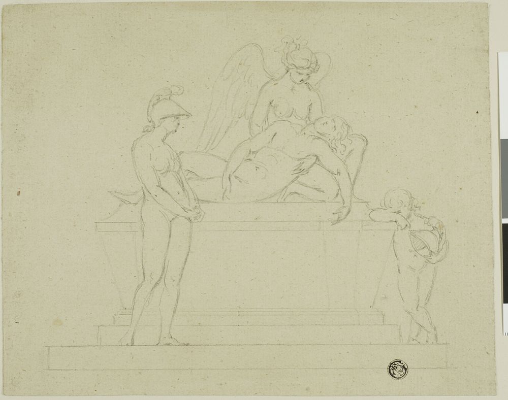 Project for a Tomb, Three Figures and an Angel (recto); Project for a Tomb: Three Figures and an Angel (verso) by John…