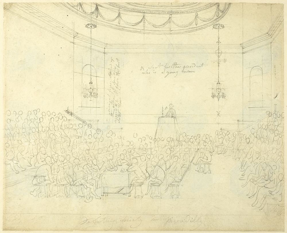 Study for Debating Society in Piccadilly, from Microcosm of London by Augustus Charles Pugin