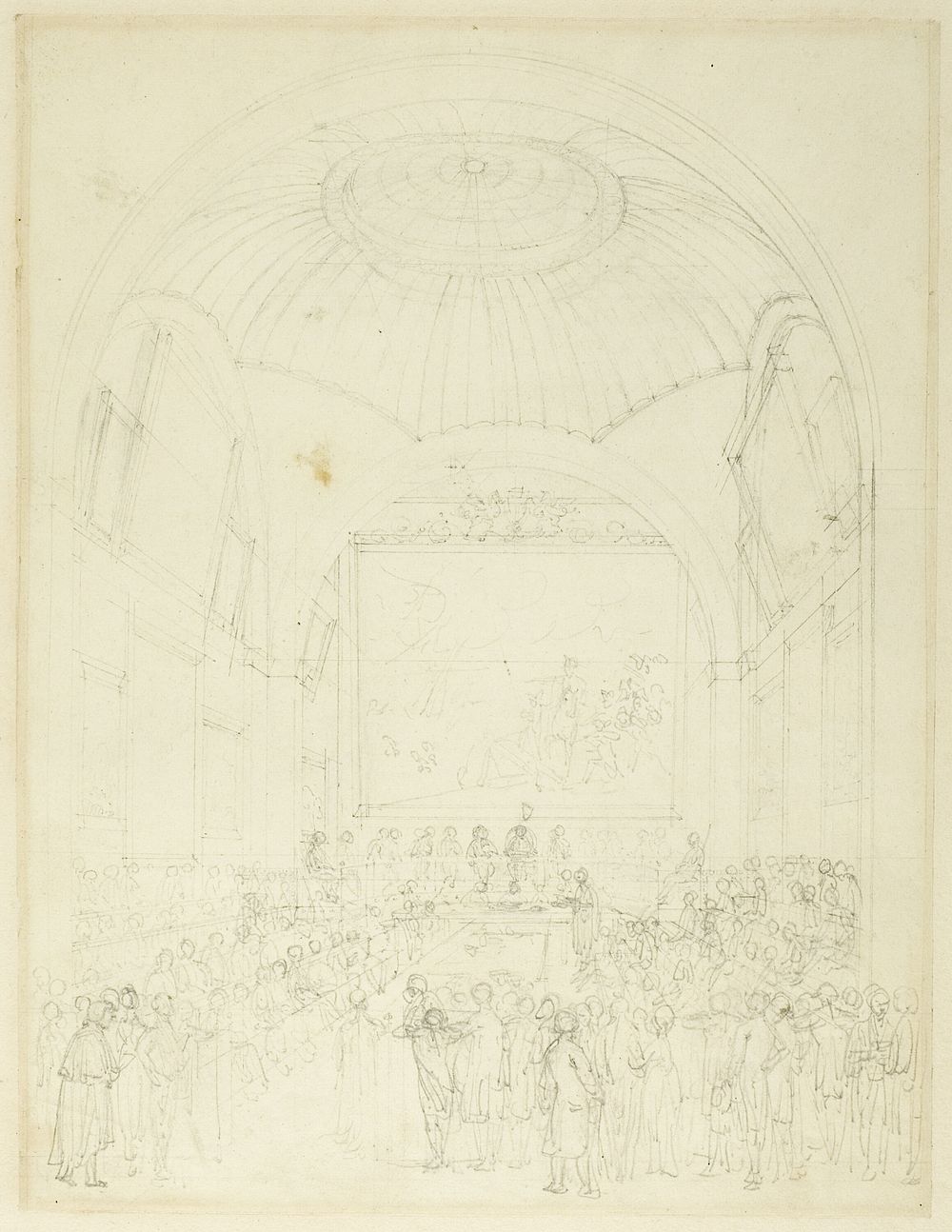 Study for Common Council Chamber, Guild Hall, from Microcosm of London by Augustus Charles Pugin