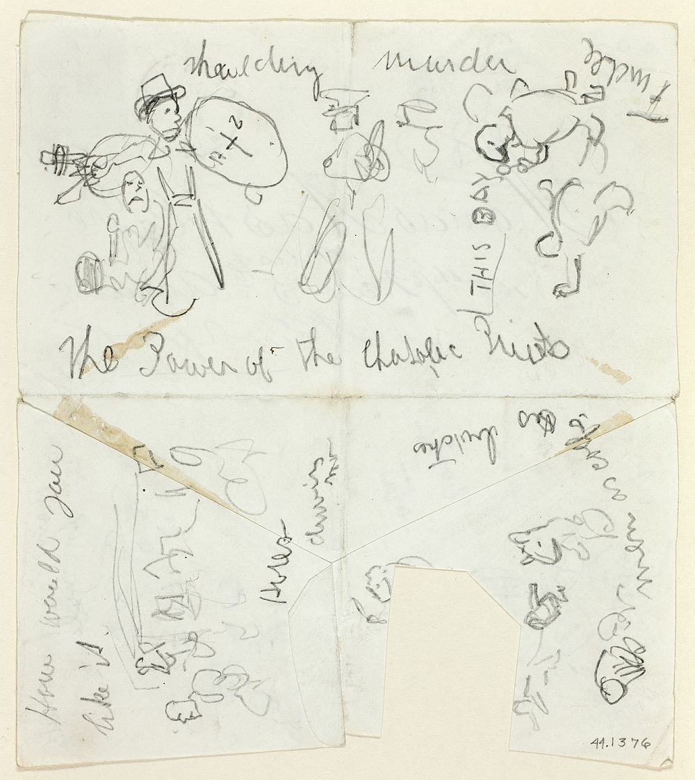 Sheet of Sketches: The Power of the Catholic Priests (recto); Sheet of Sketches (verso) by Thomas Nast