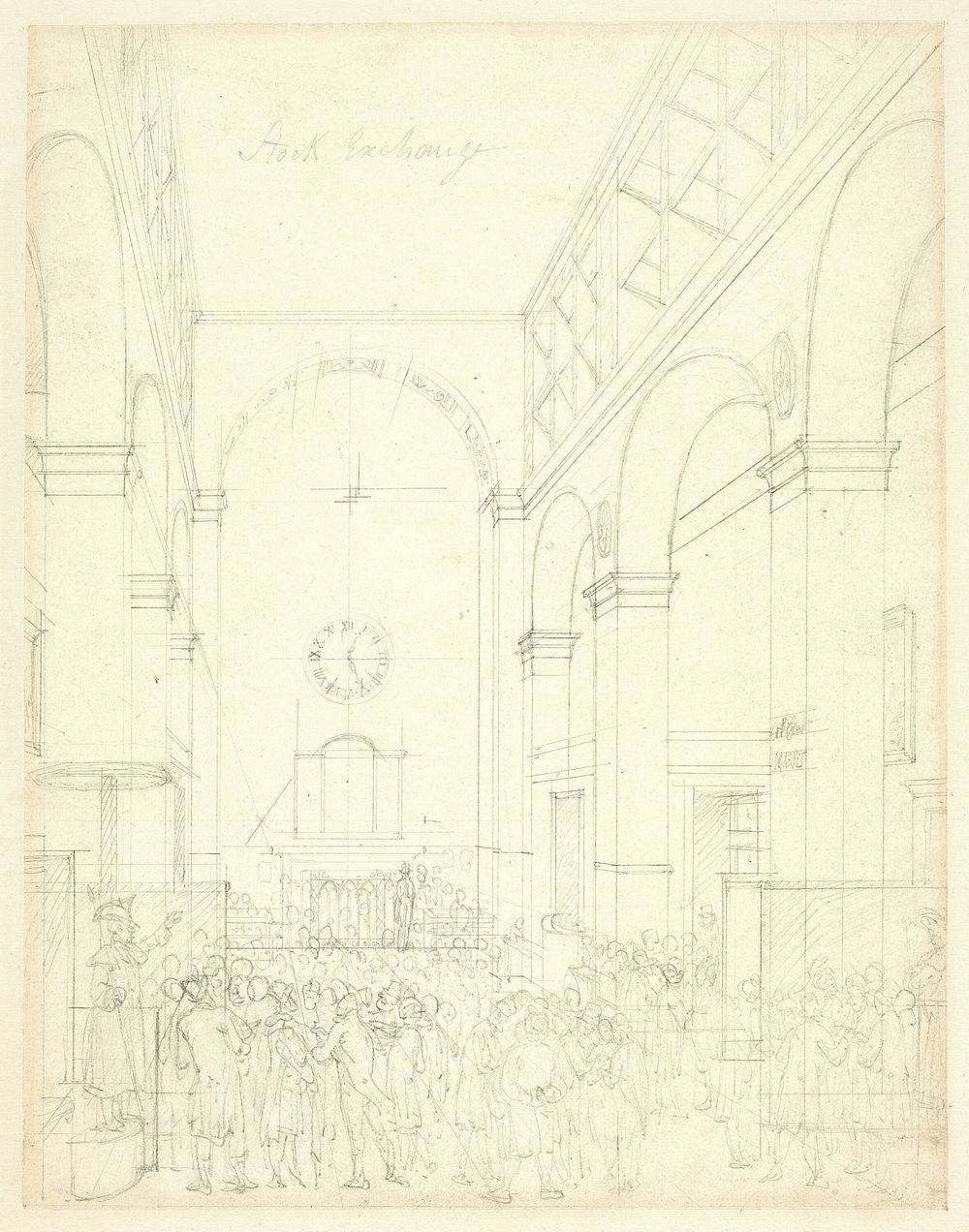 Study for Stock Exchange, from Microcosm of London by Augustus Charles Pugin