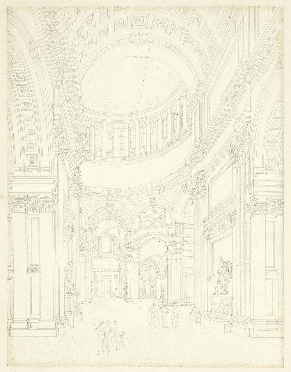Study for St. Paul's Cathedral, from Microcosm of London by Augustus Charles Pugin