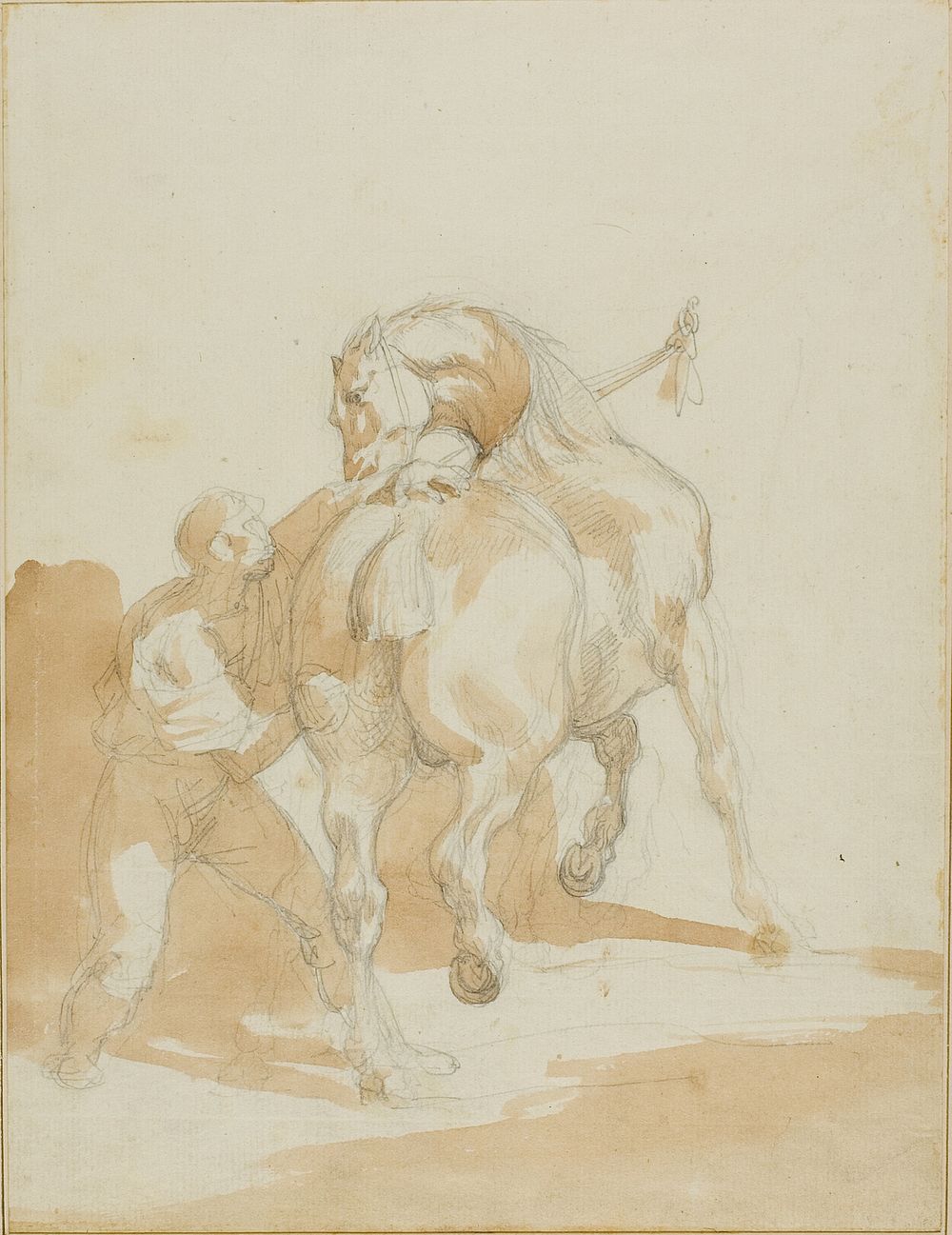 Stableboy Grooming a Horse by Jean Louis André Théodore Géricault