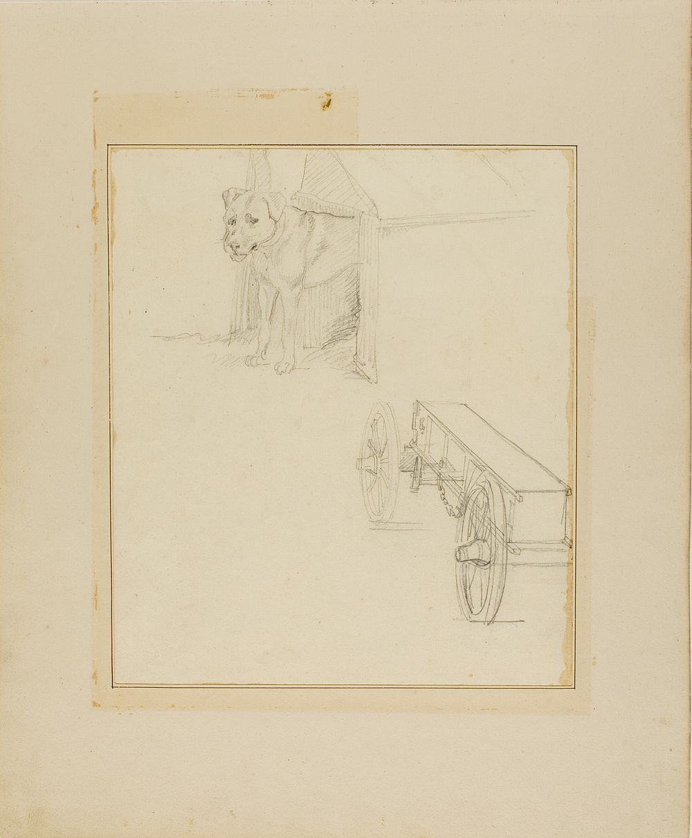 Dog Standing in Dog House and Study of a Munitions Cart by Jean Louis André Théodore Géricault