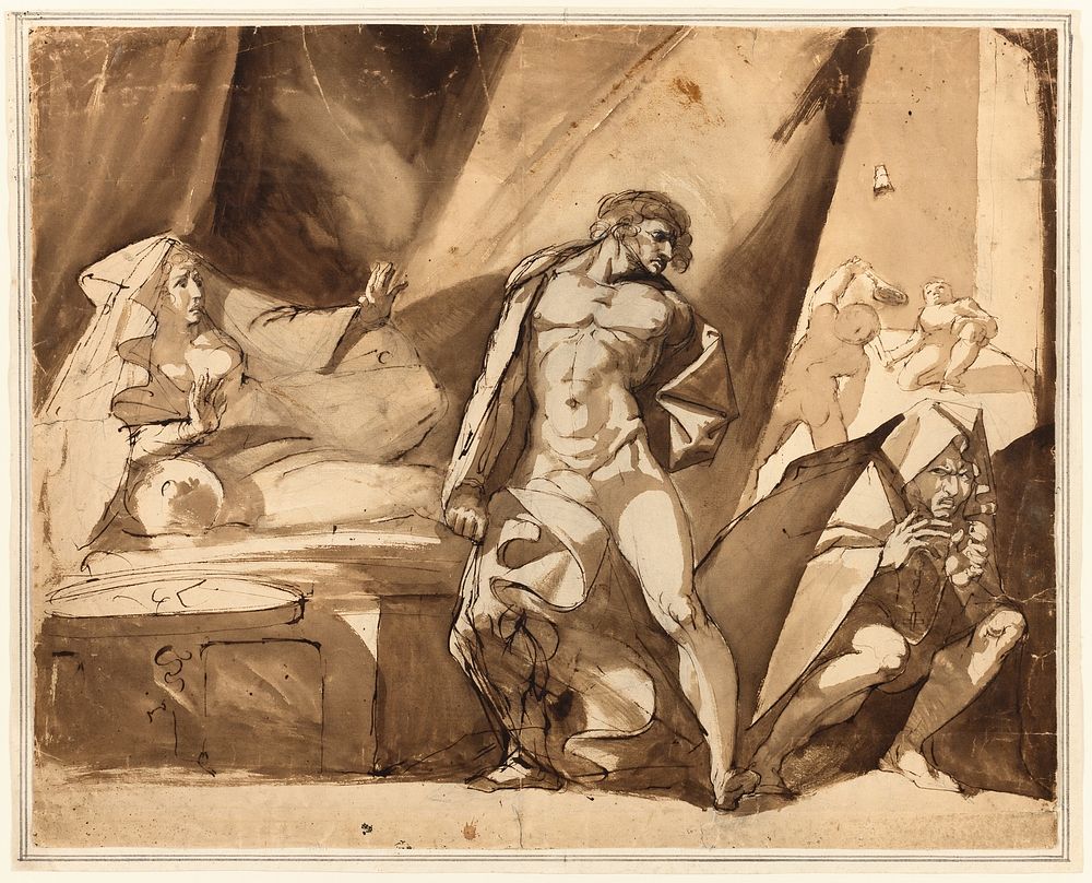 The Discovery (recto), Two Sketches of Standing Male Figures (verso) by Henry Fuseli