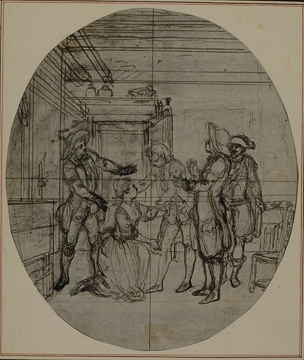 Study for a second edition, never published, of Colle's "La Partie de Chasse de Henri IV", Act III, Scene 11 by Hubert…
