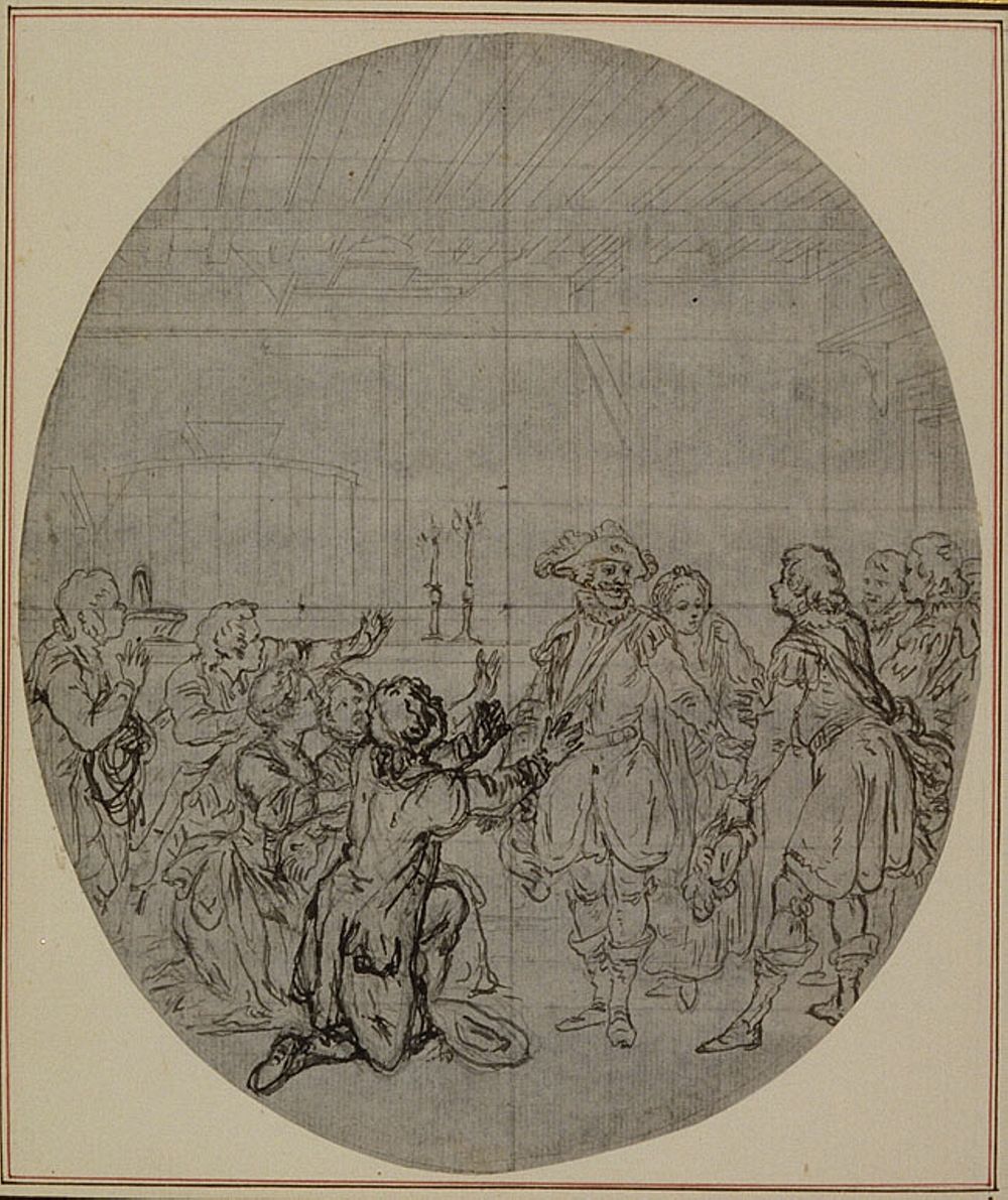 Study for a second edition, never published, of Colle's "La Partie de Chasse de Henri IV", Act III, Scene 13 by Hubert…