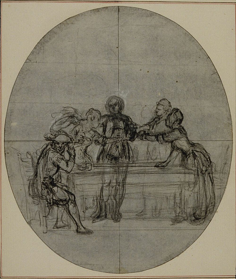Study for a second edition, never published, of Colle's "La Partie de Chasse de Henri IV", Act III, Scene 10 by Hubert…