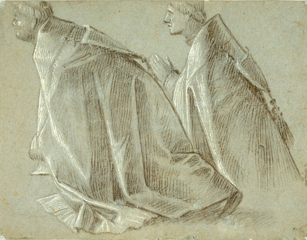 Study of Two Kneeling Clerics (recto); Study of Standing Youth (verso) by Vittore Carpaccio