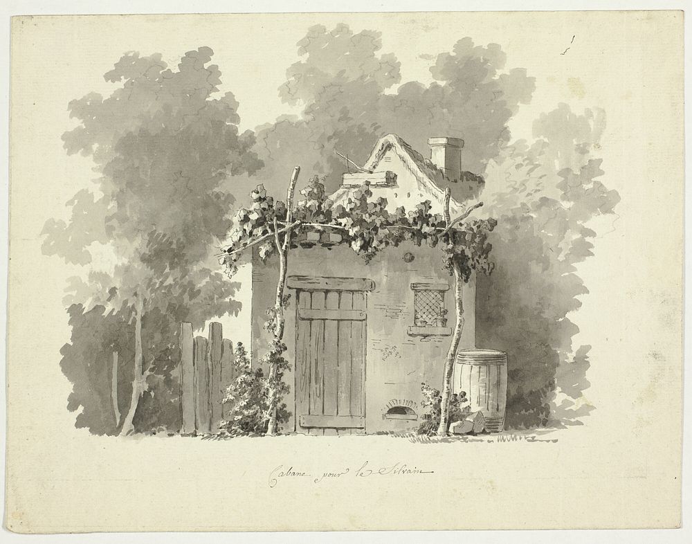 View of the Park at Versailles: Rustic Cabin by Pierre Antoine Mongin