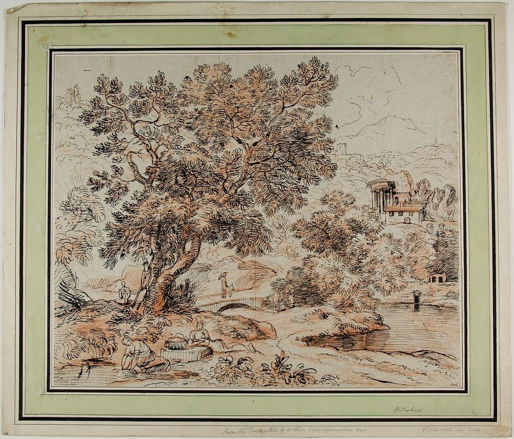 Figures in Idyllic Italianate Landscape by Franz Kobell