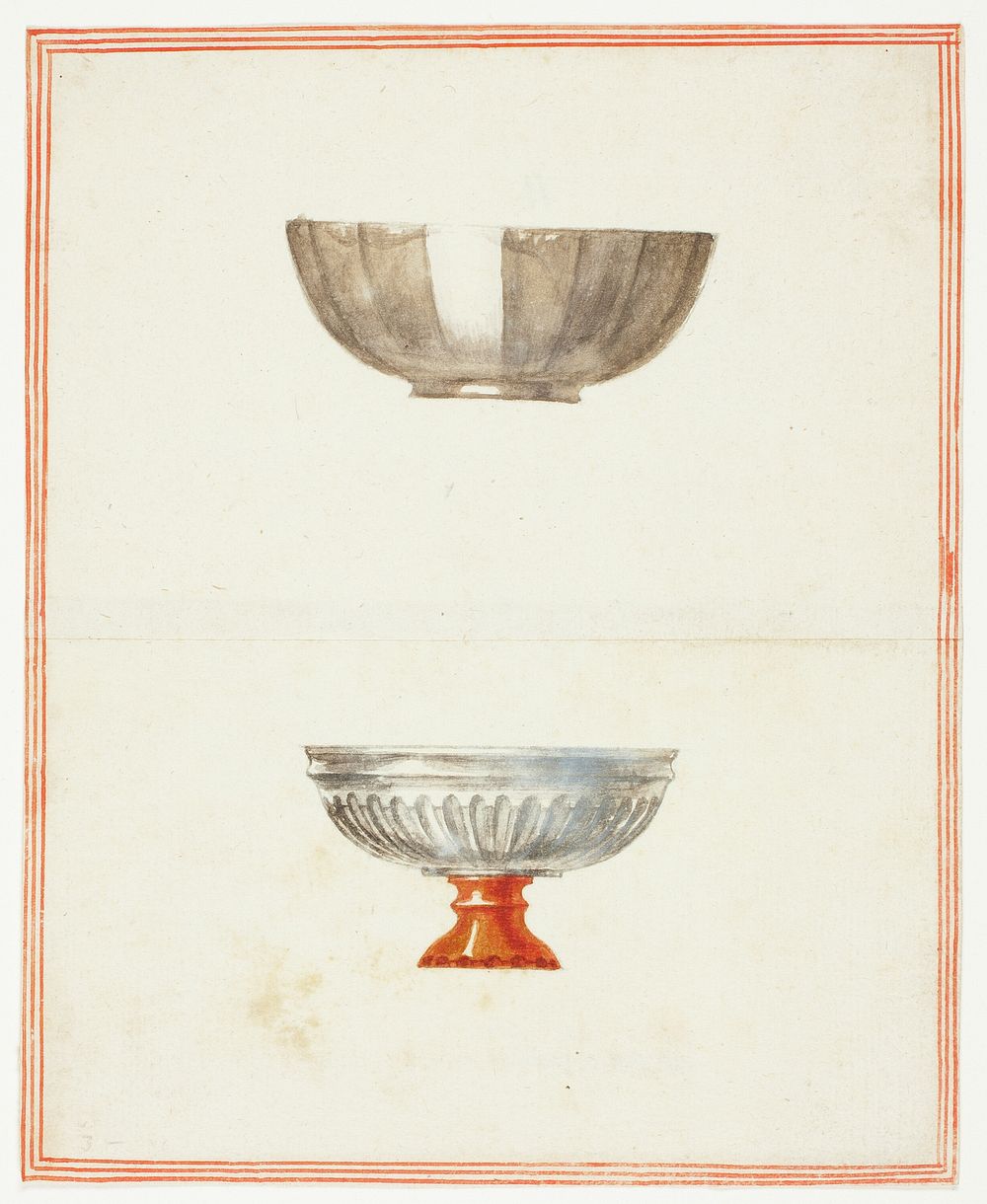 Two Fluted Bowls, One on Base by Giuseppe Grisoni