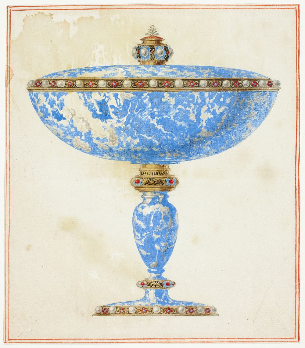 Lapis Covered Dish on Stand by Giuseppe Grisoni