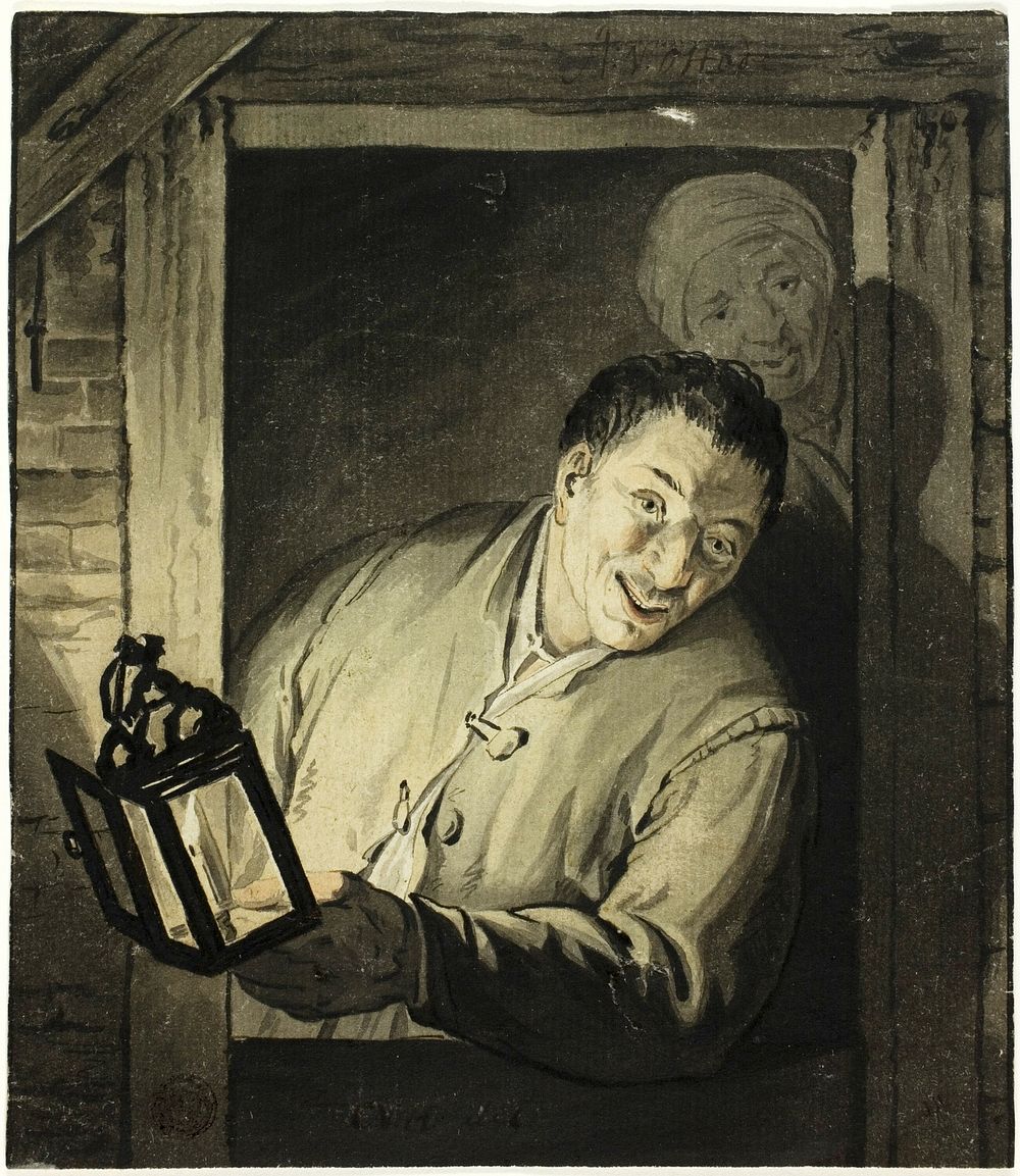 Man with Lantern in Doorway by Adriaen van Ostade