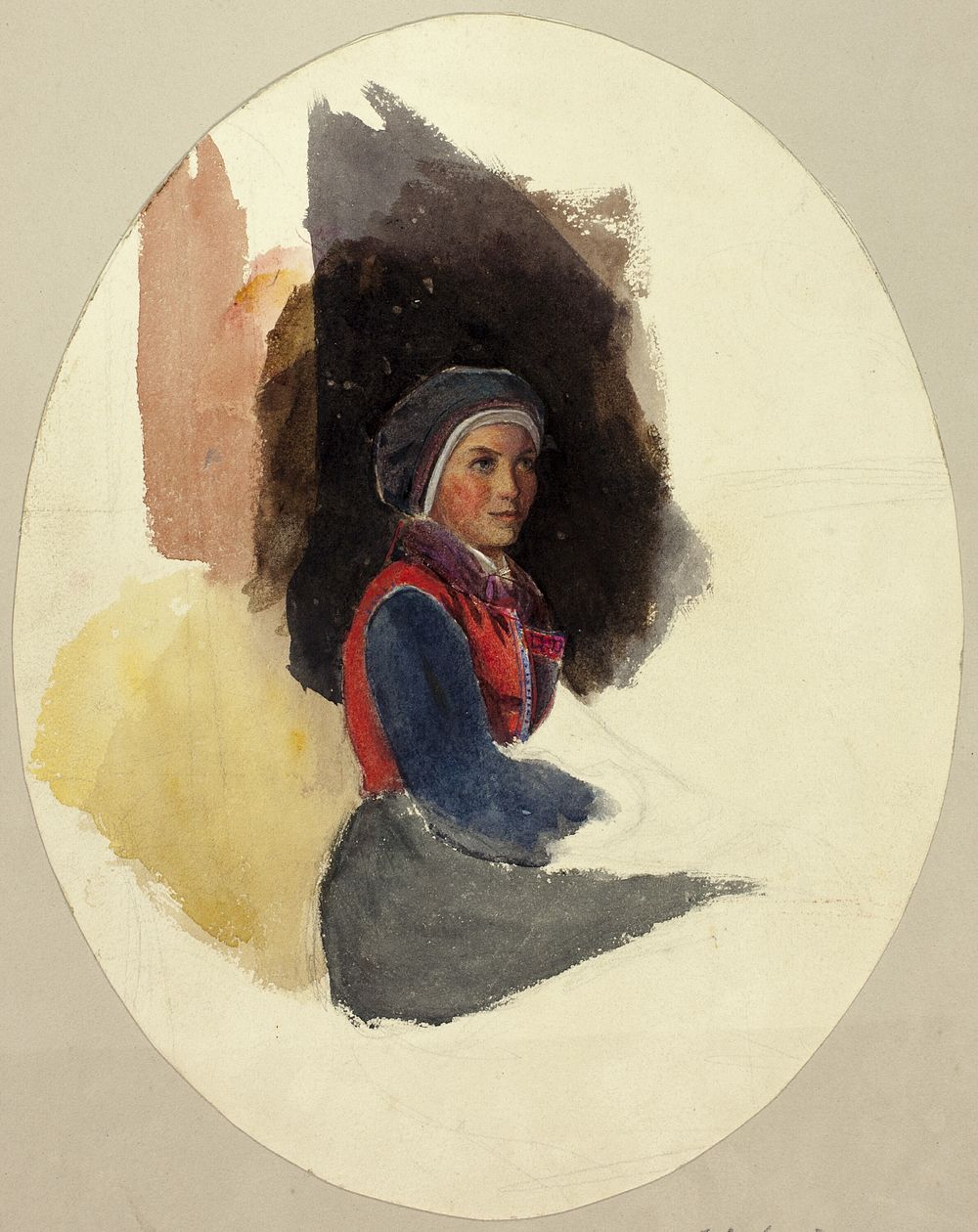 Sketch of Seated Woman in Peasant Costume by John Frederick Lewis