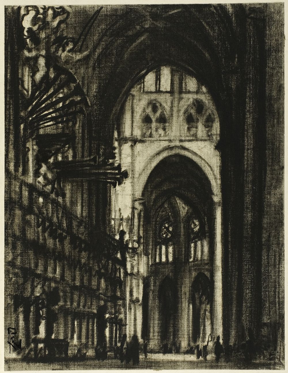 The Gilded Organ Pipes by Joseph Pennell