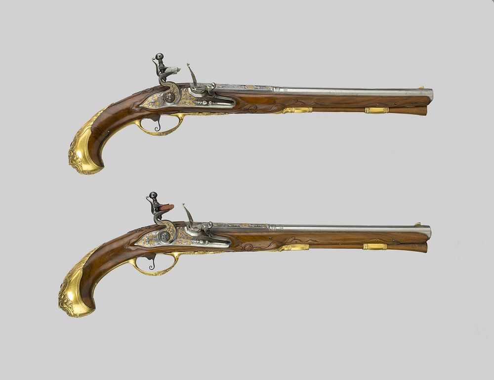 Pair of Flintlock Pistols by J. J. Behr