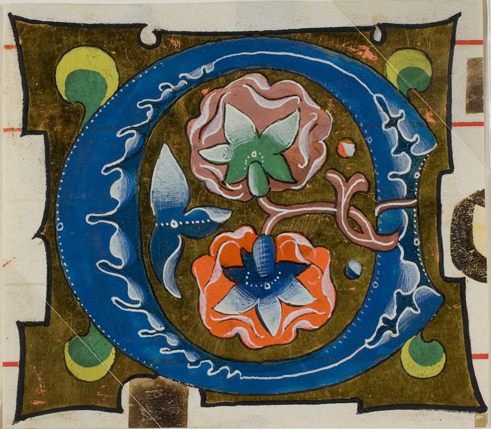 Decorated Initial "O" with Flowers from a Choir Book