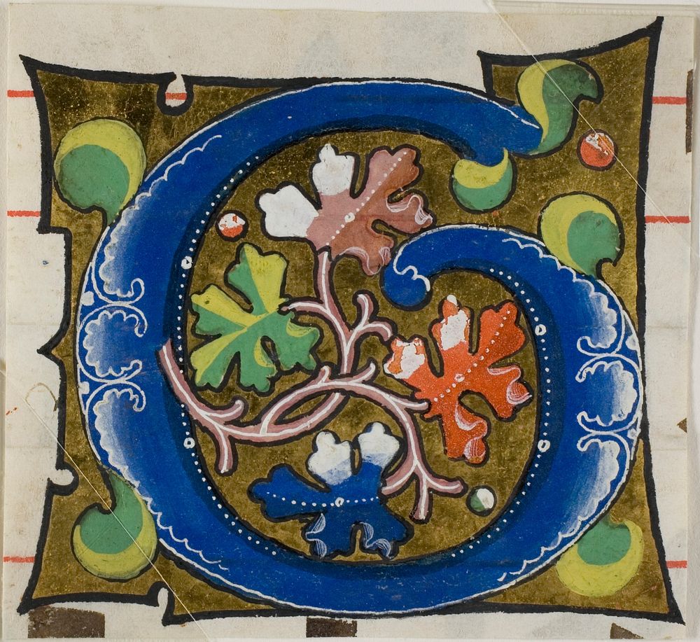 Decorated Initial "G" with Flowers from a Choir Book
