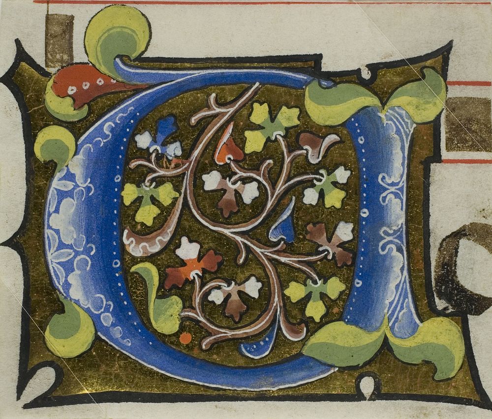 Decorated Initial "O" or "A" with Flowers from a Choirbook