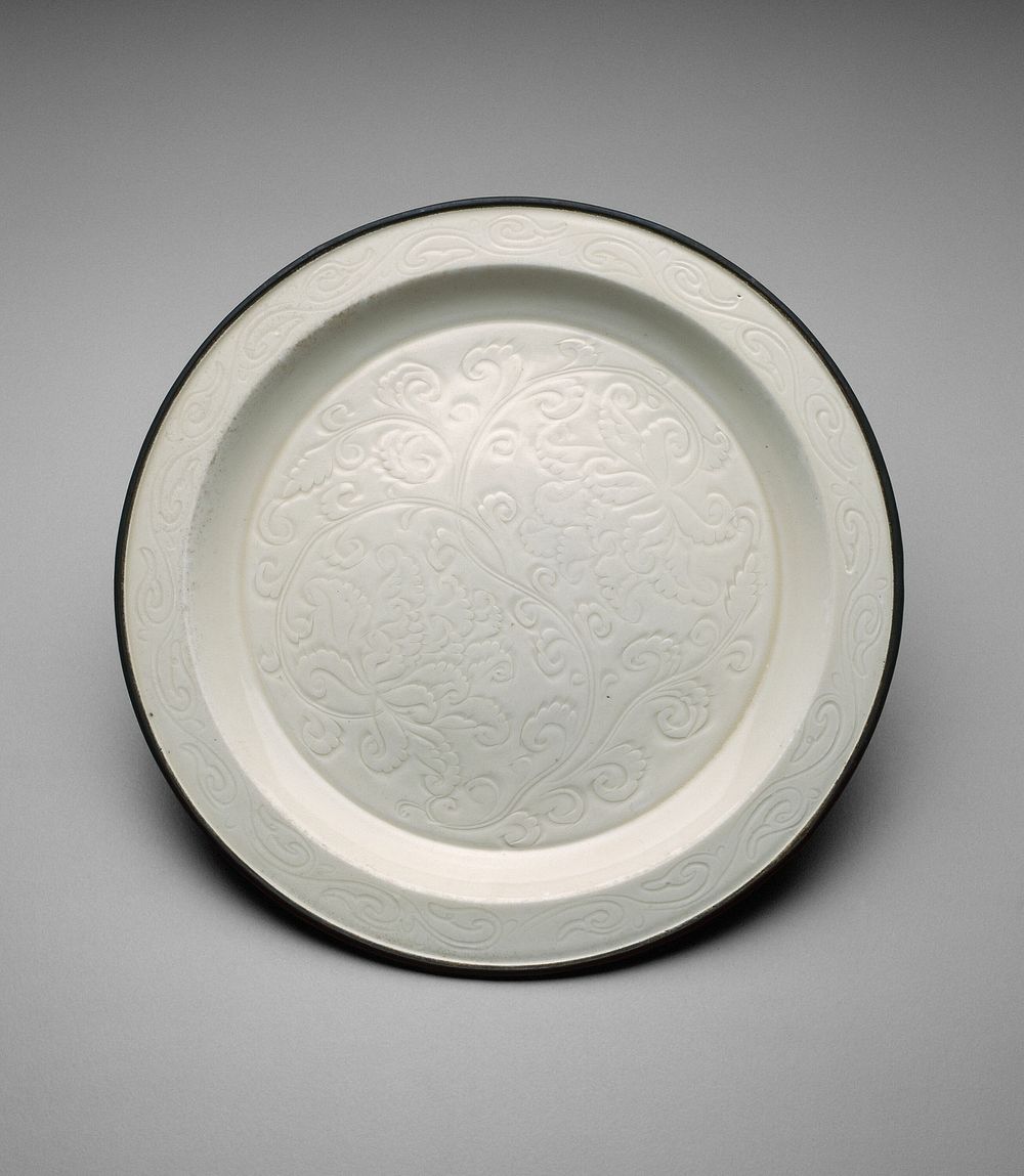 Shallow Dish with Peony Sprays