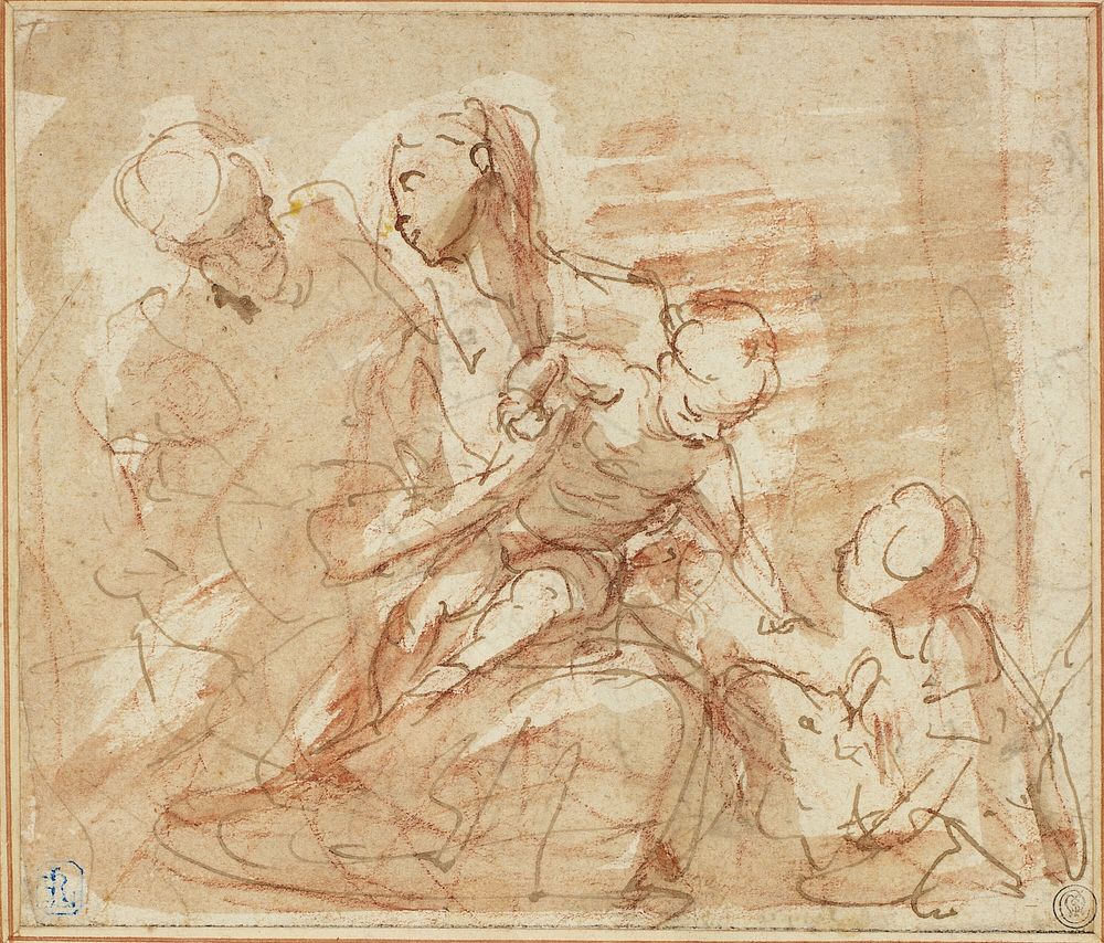 Holy Family with the Infant Saint John by Valerio Castello