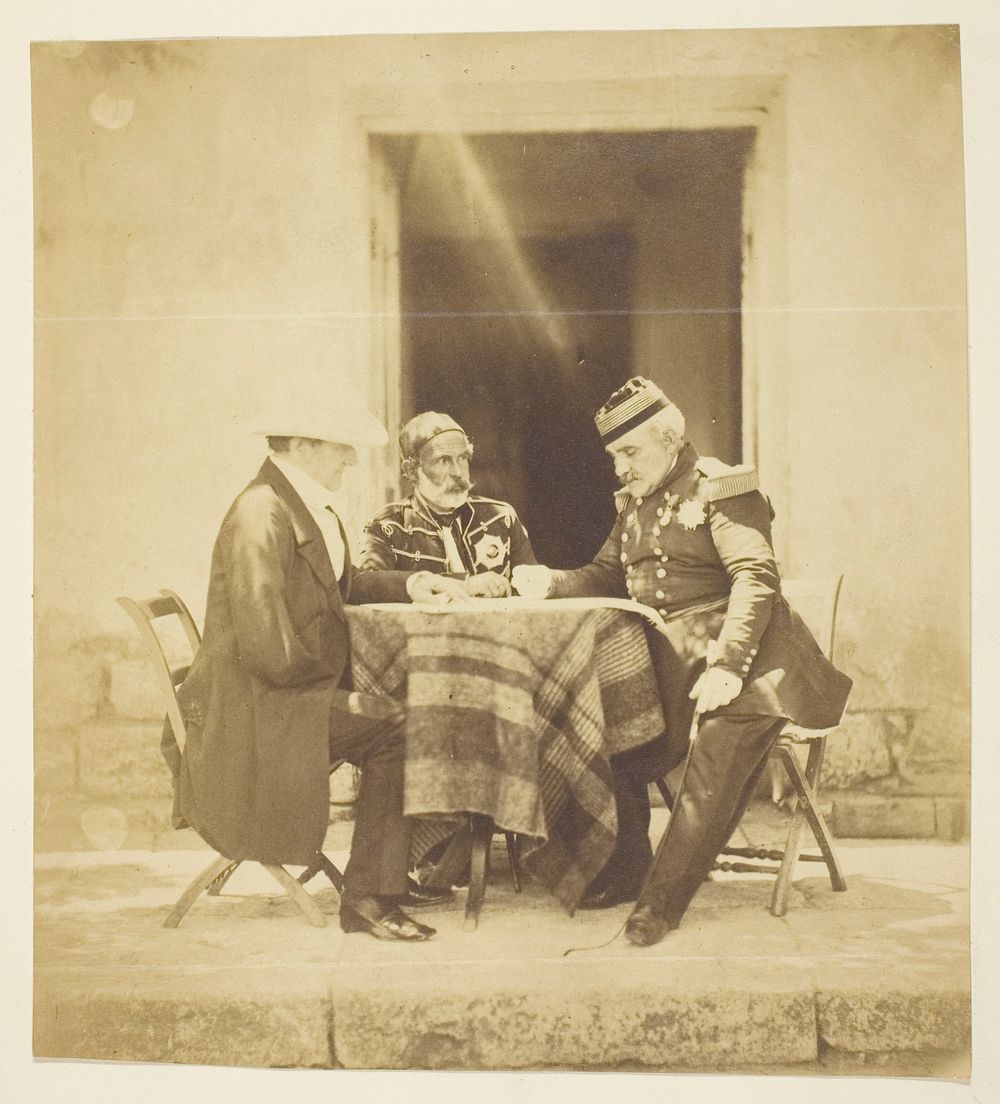 A Council of War: Lord Raglan, Omar Pacha and Pelissier, Taken the eve Before the Taking of the Mankelen, Crimea by Roger…