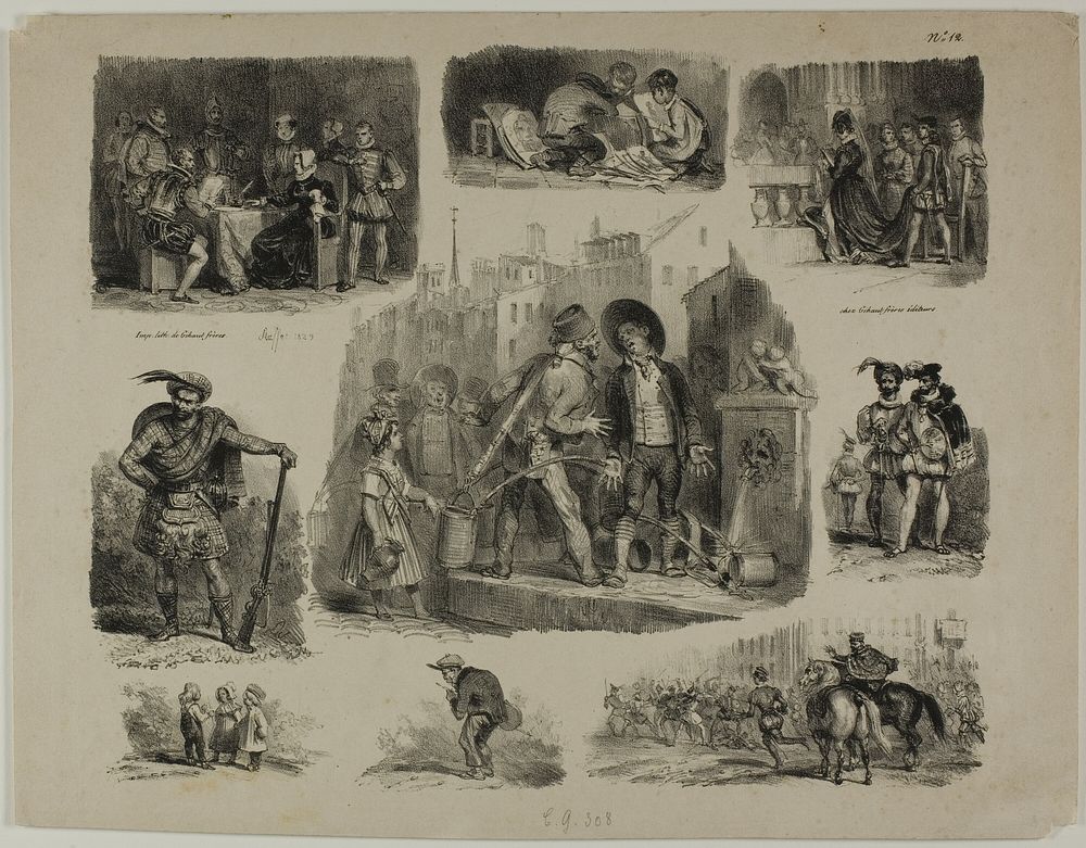 Sheet of Sketches by Denis Auguste Marie Raffet