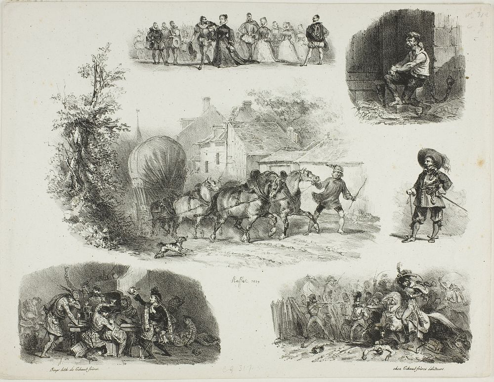 Sheet of Sketches by Denis Auguste Marie Raffet