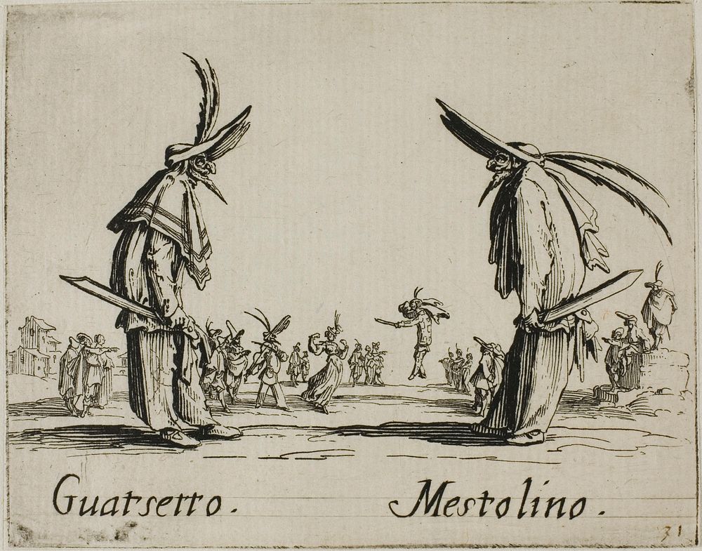 Guatsetto - Mestolino, plate 5 from Balli di Sfessania by Jacques Callot