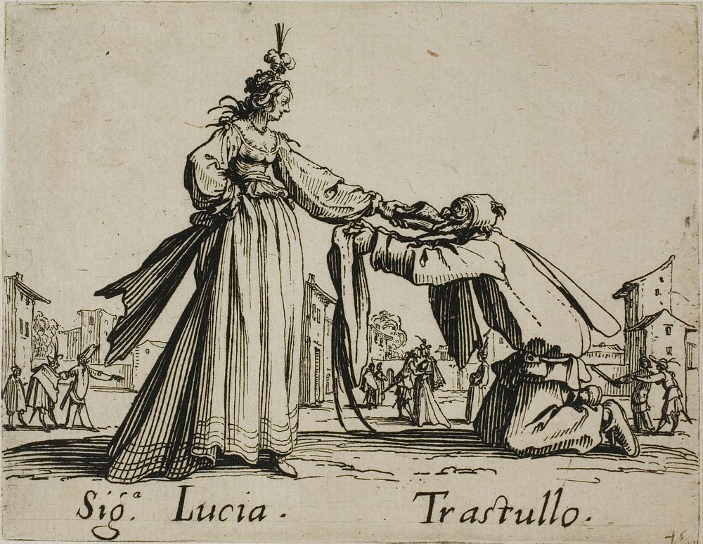 Signora Lucia - Trastullo, plate 21 from Balli di Sfessania by Jacques Callot