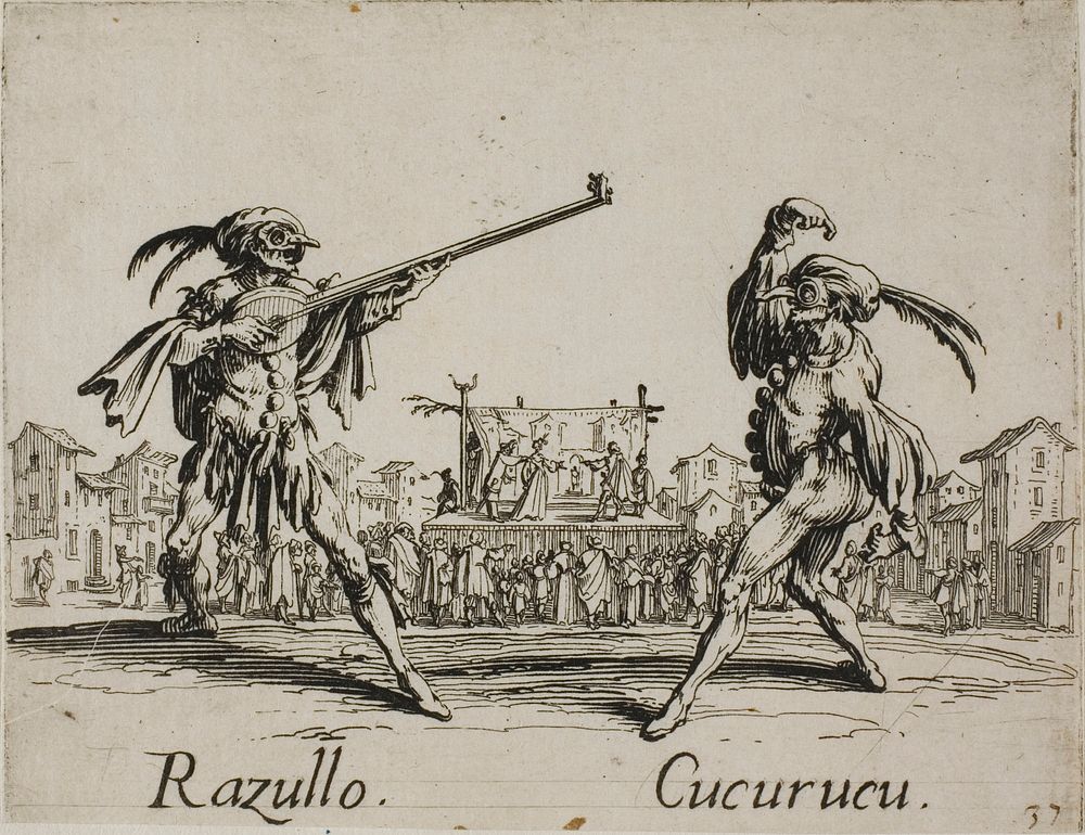 Razullo - Cucurucu, plate 19 from Balli di Sfessania by Jacques Callot