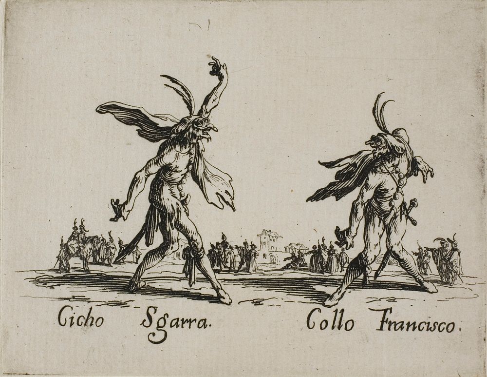 Cicho Sgarra - Collo Francisco, plate 6 from Balli di Sfessania by Jacques Callot