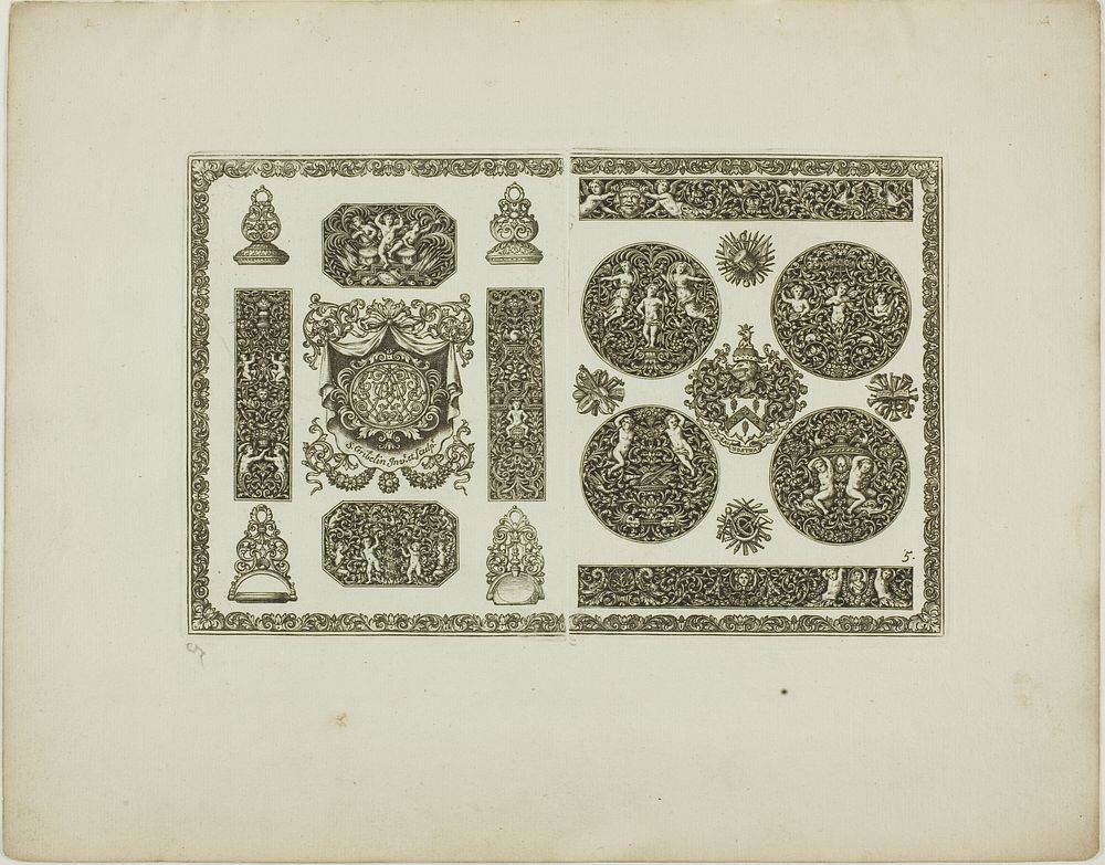 Plate Five, from Book of Ornament by Simon Gribelin, II