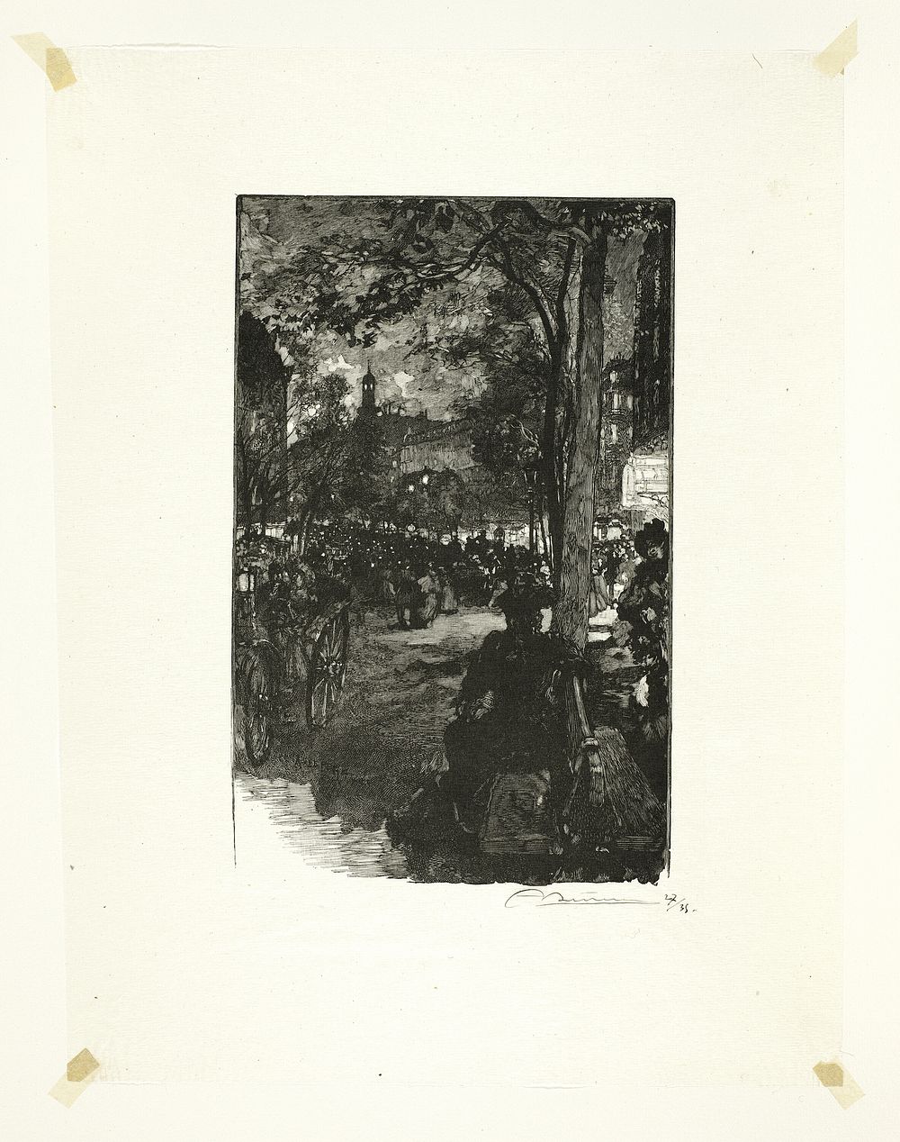 Boulevard Montmartre, Evening, plate fifteen from Le Long de la Seine et des Boulevards by Louis Auguste Lepère