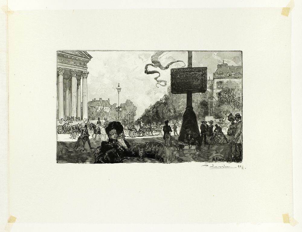 Corner of the Rue Royale, plate sixteen from Le Long de la Seine et des Boulevards by Louis Auguste Lepère