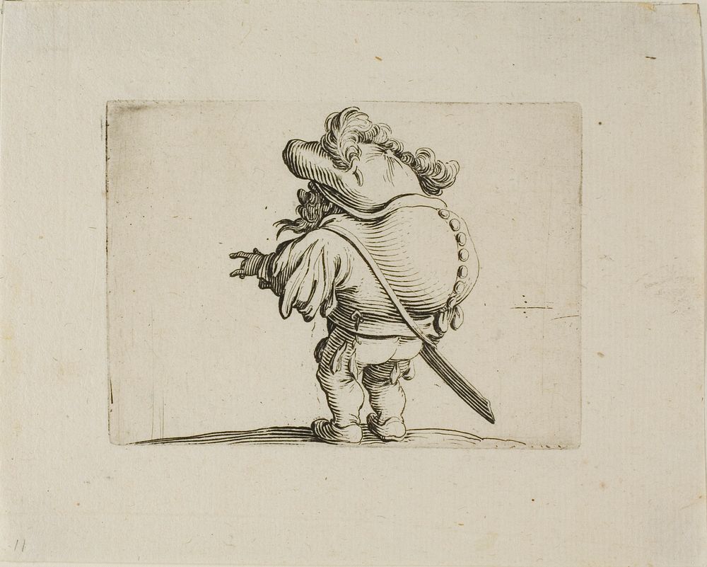 The Large Bellied Man Decorated with a Line of Buttons, from Varie Figure Gobbi by Jacques Callot