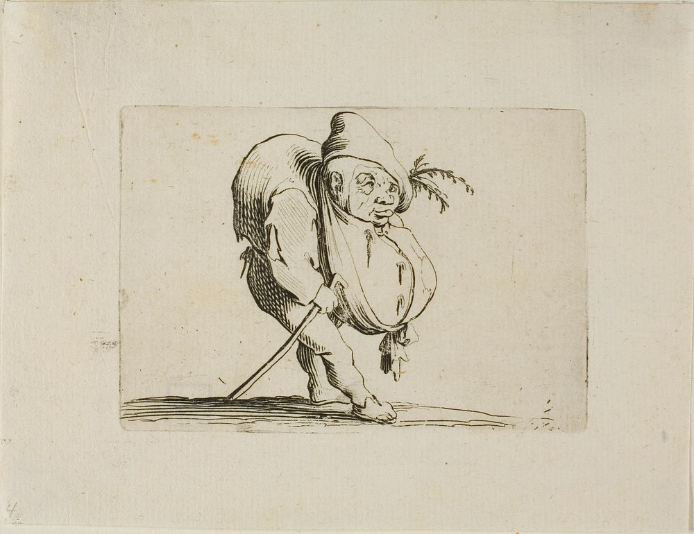 The Uneven One with a Cane, from Varie Figure Gobbi by Jacques Callot