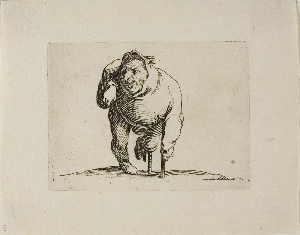 The Cripple with a Crutch and a Wooden Leg, from Varie Figure Gobbi by Jacques Callot