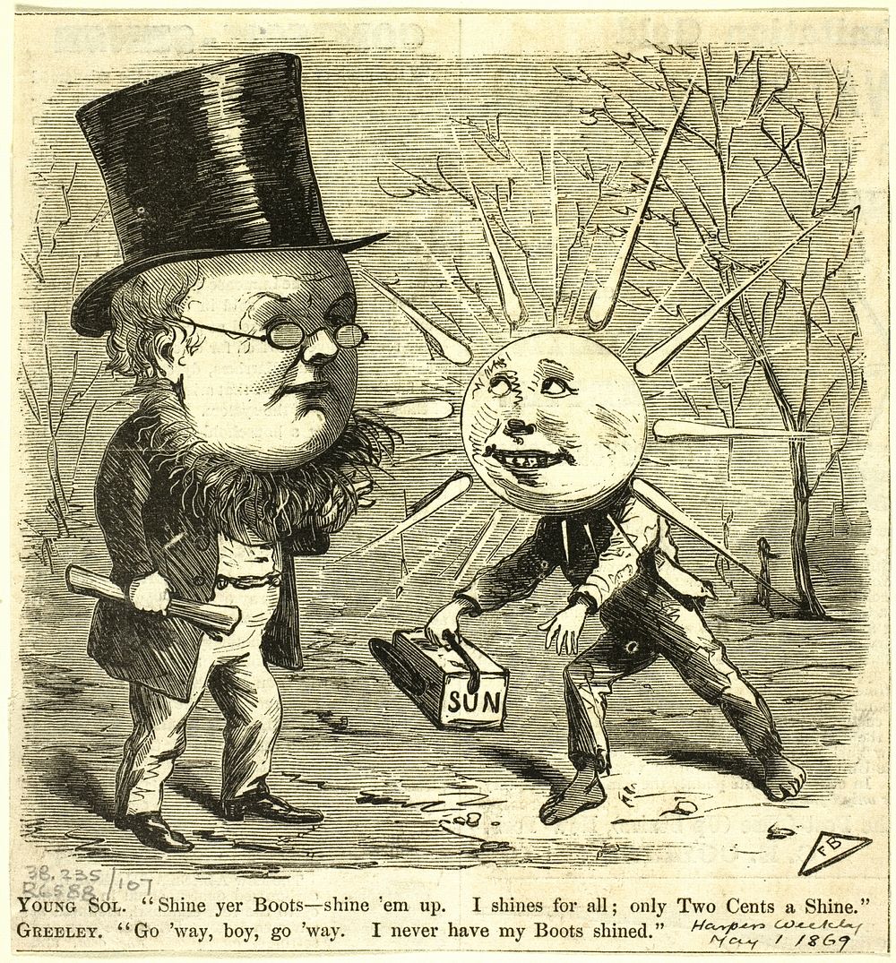 Young Sol and Greely, from Harper's Weekly by Frank Beard